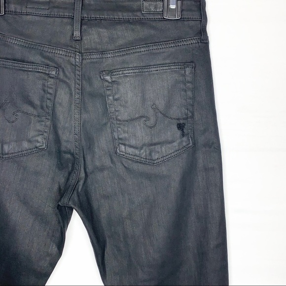 AG The Farrah Skinny Ankle Coated Black Size 28R - Picture 13 of 16